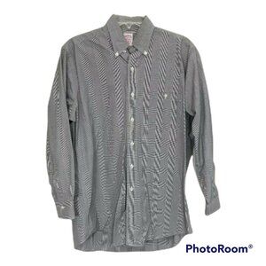 Brooks Brothers Shirt Men's 15 1/2-2 Black & White Plaid Long Sleeve Dadcore